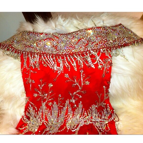 Couture Luxury Designer Wedding Evening Swarovski Crystals Runway Cocktail Dress - Picture 6 of 15